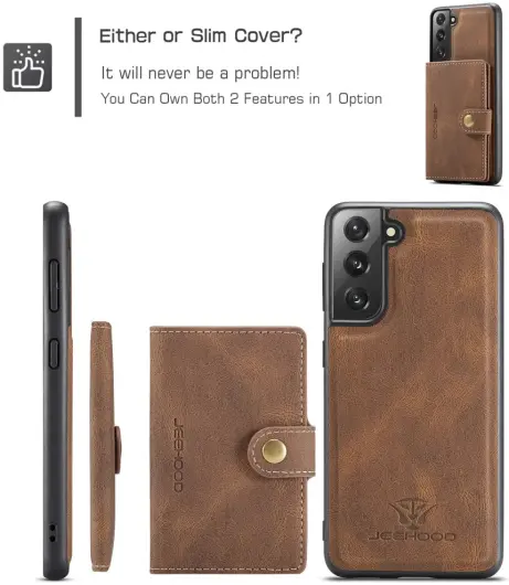 CaseMe JH-01 Samsung Galaxy S22 Hoesje Magnetische Kaarthouder Bruin afbeelding 8