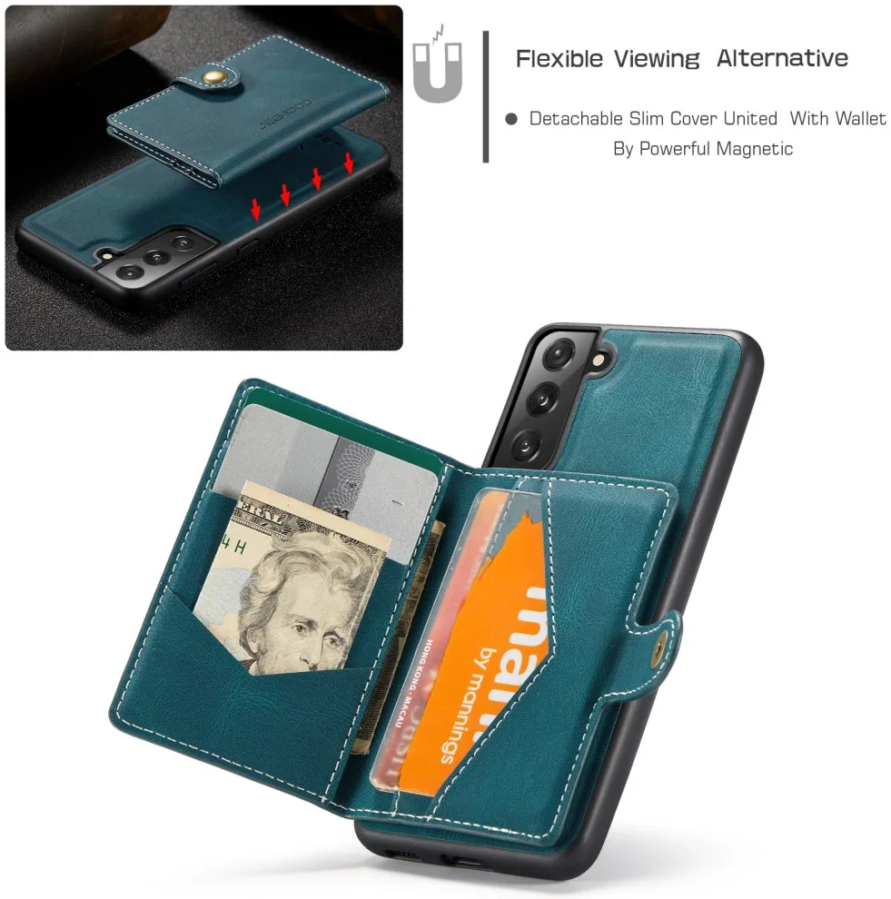 CaseMe JH-01 Samsung Galaxy S22 Hoesje Magnetische Kaarthouder Blauw afbeelding 6