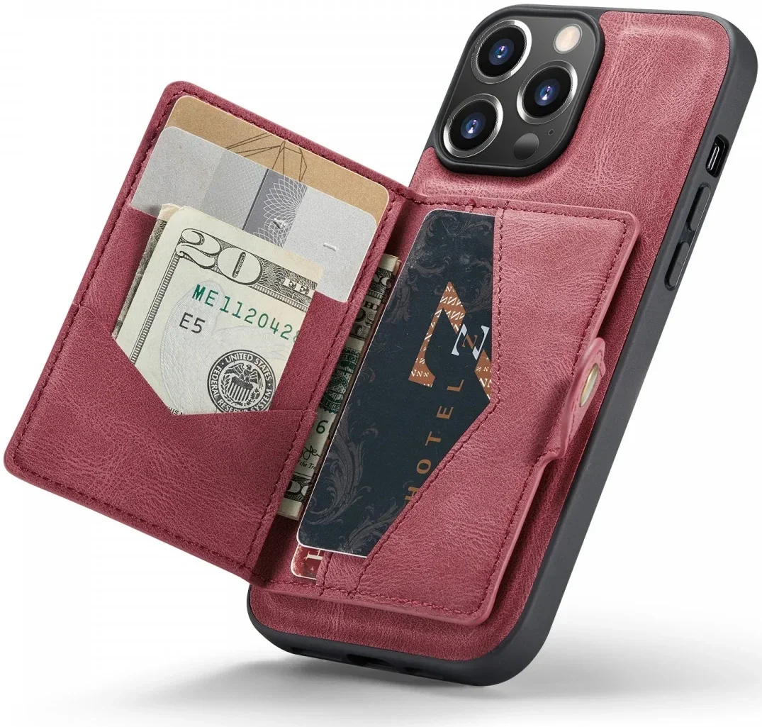 CaseMe JH-01 Apple iPhone 15 Pro Hoesje Magnetische Kaarthouder Rood afbeelding 1
