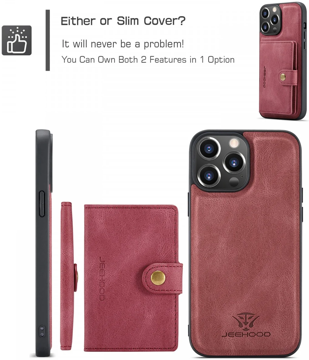 CaseMe JH-01 Apple iPhone 15 Pro Hoesje Magnetische Kaarthouder Rood afbeelding 5