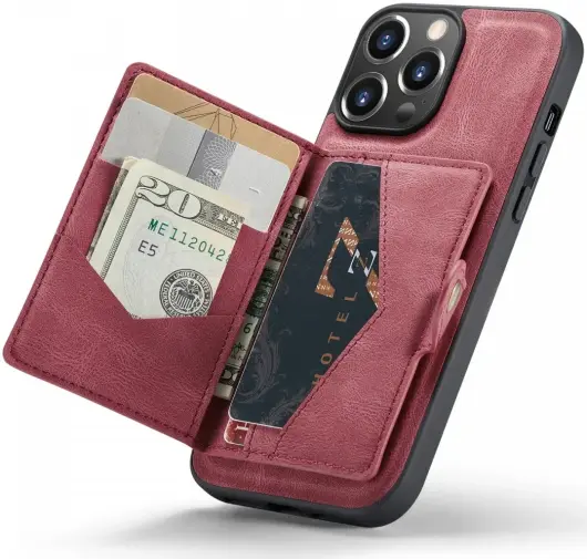 CaseMe JH-01 Apple iPhone 15 Pro Hoesje Magnetische Kaarthouder Rood afbeelding 1