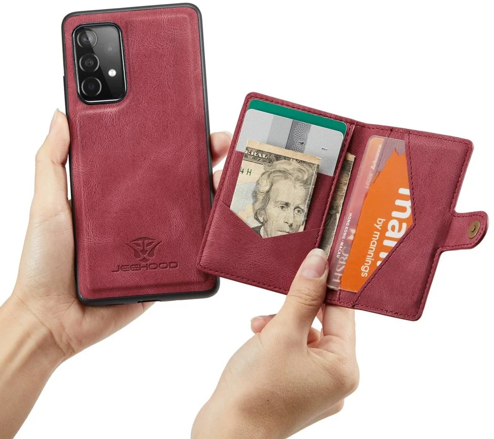 CaseMe JH-01 Samsung Galaxy A33 Hoesje Magnetische Kaarthouder Rood afbeelding 14