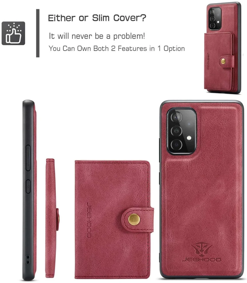 CaseMe JH-01 Samsung Galaxy A33 Hoesje Magnetische Kaarthouder Rood afbeelding 6