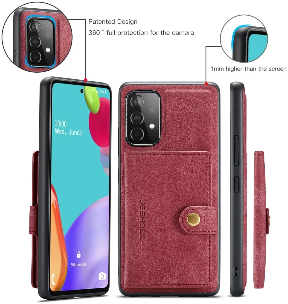 CaseMe JH-01 Samsung Galaxy A33 Hoesje Magnetische Kaarthouder Rood afbeelding 8