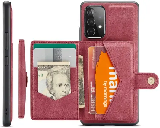 CaseMe JH-01 Samsung Galaxy A33 Hoesje Magnetische Kaarthouder Rood afbeelding 2
