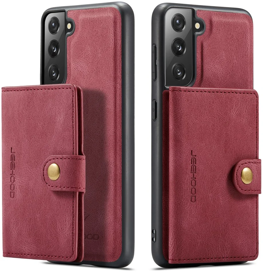 CaseMe JH-01 Samsung Galaxy S22 Hoesje Magnetische Kaarthouder Rood afbeelding 10