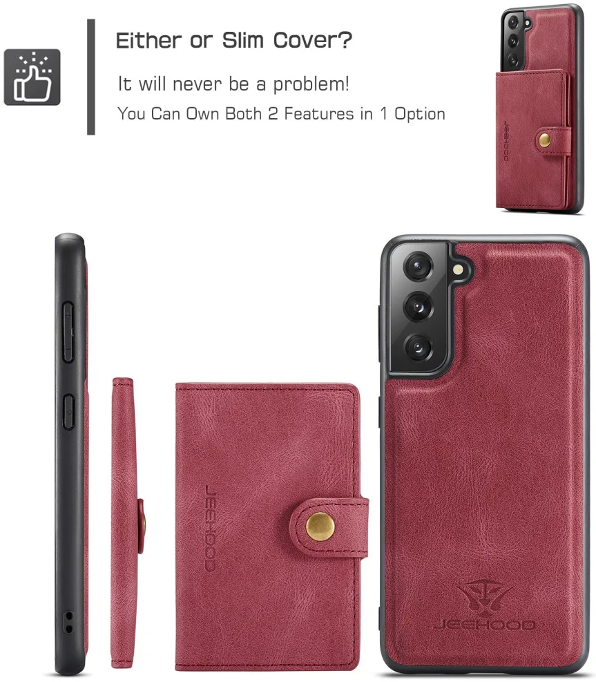 CaseMe JH-01 Samsung Galaxy S22 Hoesje Magnetische Kaarthouder Rood afbeelding 7