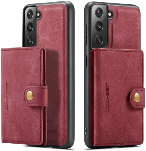 CaseMe JH-01 Samsung Galaxy S22 Hoesje Magnetische Kaarthouder Rood afbeelding 10