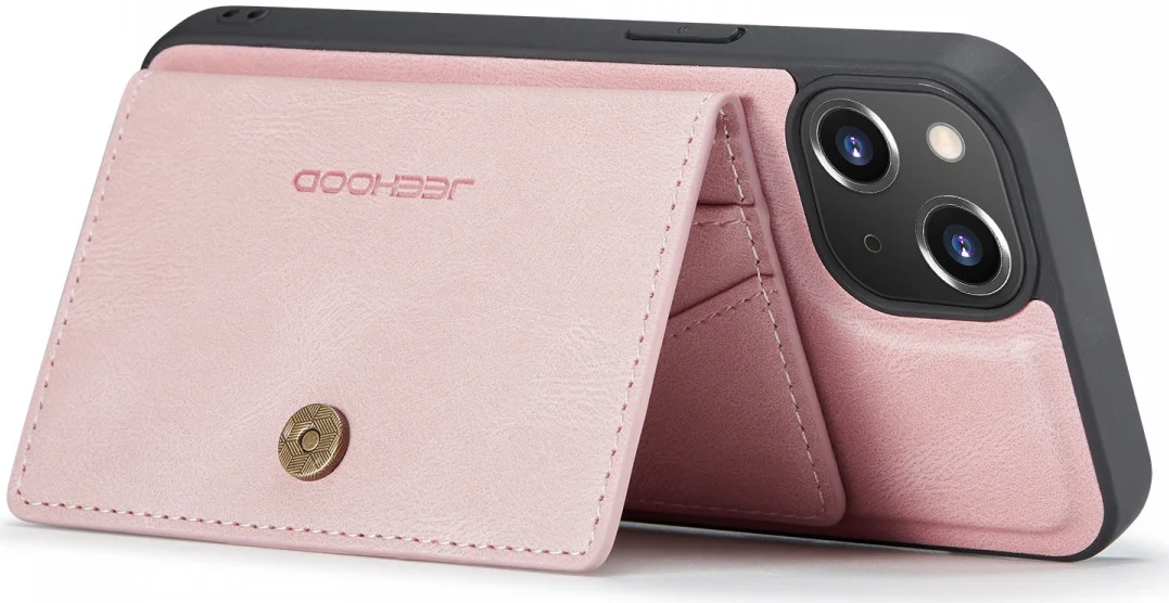 CaseMe JH-01 Apple iPhone 14 Hoesje met Magnetische Kaarthouder Roze afbeelding 6