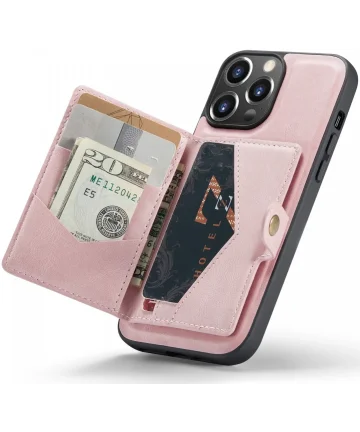 CaseMe JH-01 iPhone 15 Pro Max Hoesje Magnetische Kaarthouder Roze Hoesjes