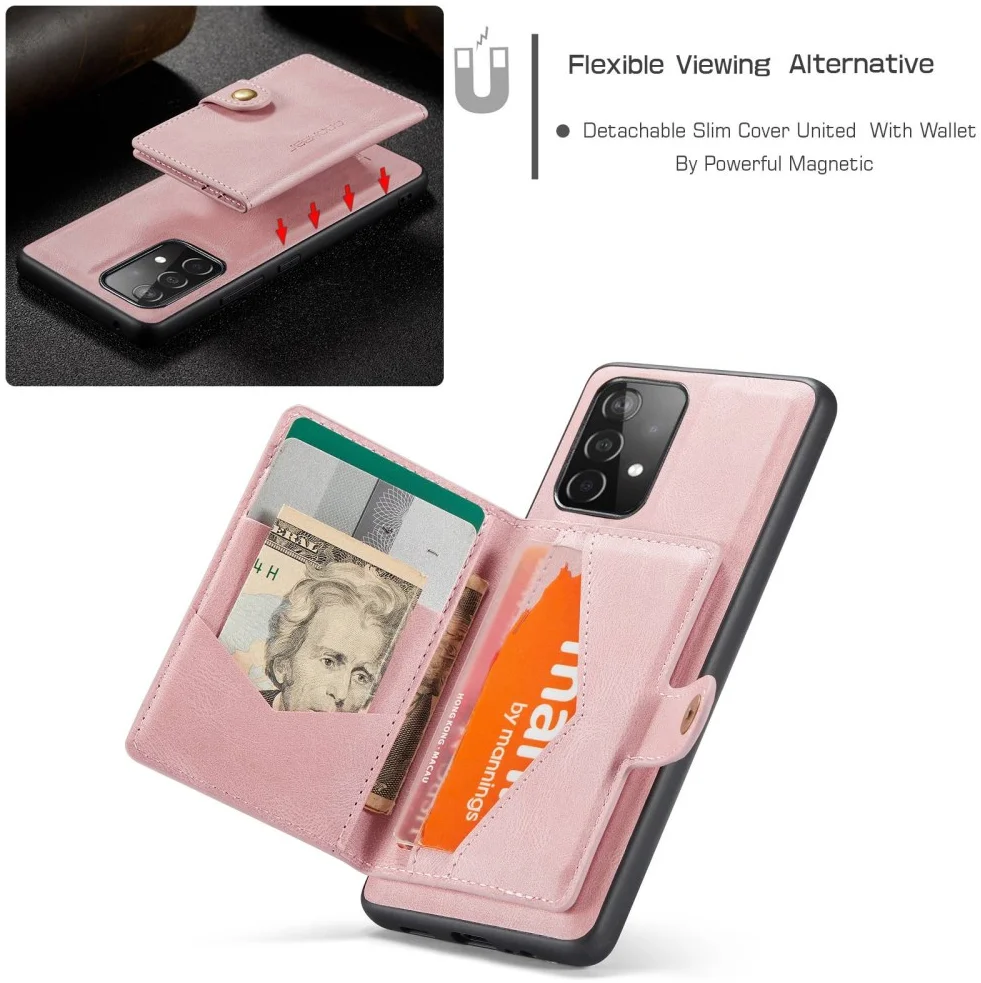 CaseMe JH-01 Samsung Galaxy A33 Hoesje Magnetische Kaarthouder Roze afbeelding 5