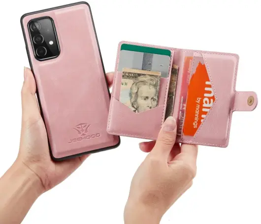 CaseMe JH-01 Samsung Galaxy A33 Hoesje Magnetische Kaarthouder Roze afbeelding 14