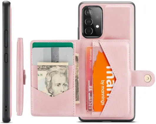 CaseMe JH-01 Samsung Galaxy A33 Hoesje Magnetische Kaarthouder Roze afbeelding 2
