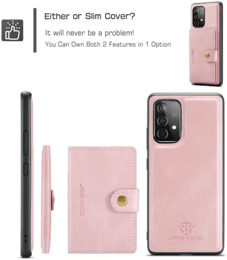CaseMe JH-01 Samsung Galaxy A33 Hoesje Magnetische Kaarthouder Roze afbeelding 6
