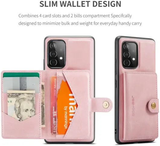 CaseMe JH-01 Samsung Galaxy A33 Hoesje Magnetische Kaarthouder Roze afbeelding 7