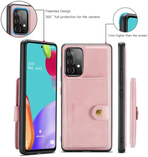CaseMe JH-01 Samsung Galaxy A33 Hoesje Magnetische Kaarthouder Roze afbeelding 8