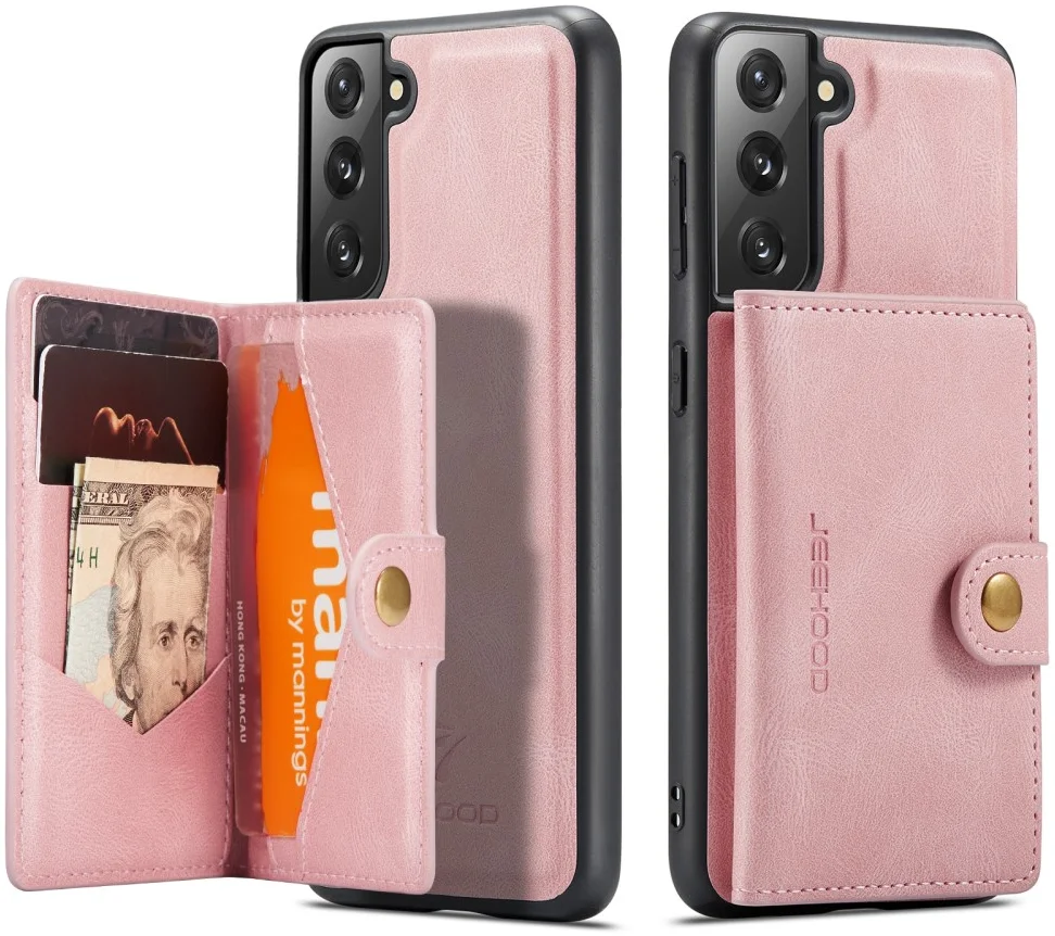 CaseMe JH-01 Samsung Galaxy S22 Hoesje Magnetische Kaarthouder Roze afbeelding 1