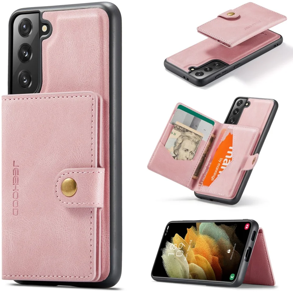 CaseMe JH-01 Samsung Galaxy S22 Hoesje Magnetische Kaarthouder Roze afbeelding 10