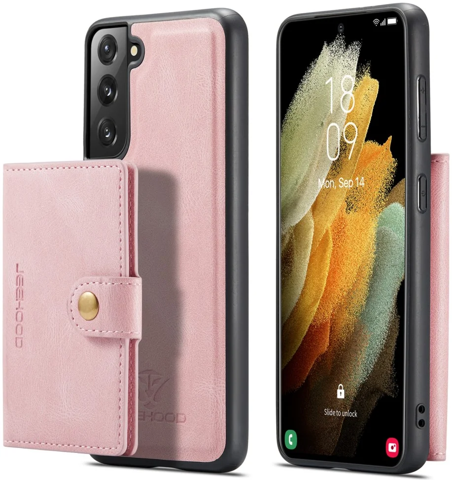 CaseMe JH-01 Samsung Galaxy S22 Hoesje Magnetische Kaarthouder Roze afbeelding 14