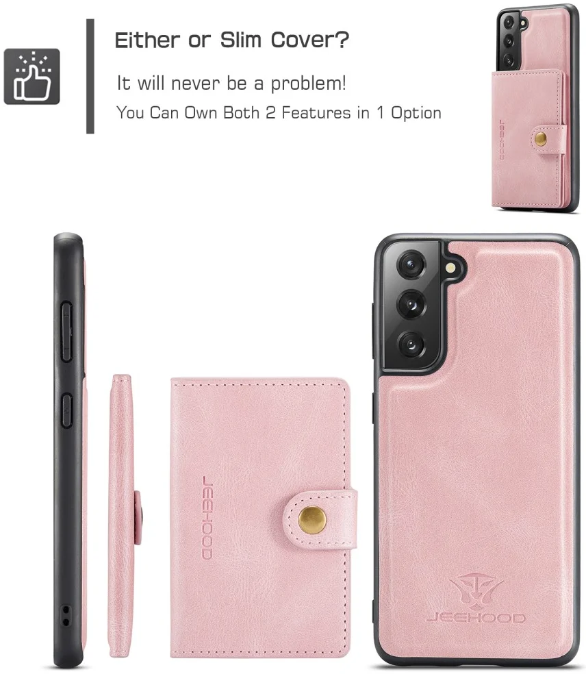 CaseMe JH-01 Samsung Galaxy S22 Hoesje Magnetische Kaarthouder Roze afbeelding 6