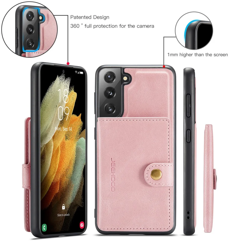 CaseMe JH-01 Samsung Galaxy S22 Hoesje Magnetische Kaarthouder Roze afbeelding 8