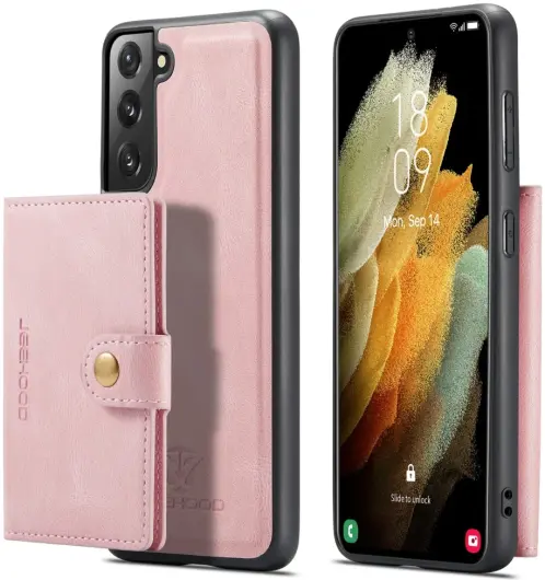 CaseMe JH-01 Samsung Galaxy S22 Hoesje Magnetische Kaarthouder Roze afbeelding 14