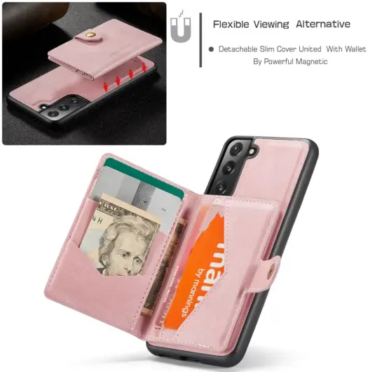CaseMe JH-01 Samsung Galaxy S22 Hoesje Magnetische Kaarthouder Roze afbeelding 7