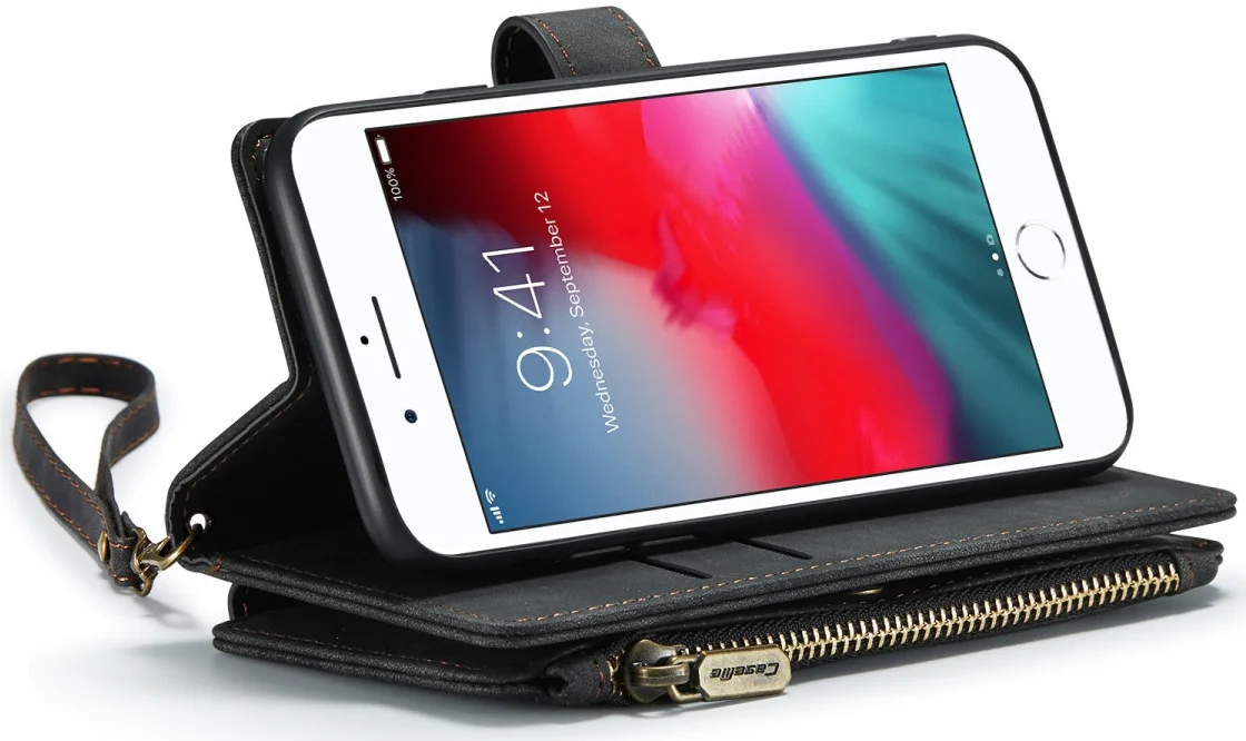 CaseMe C30 iPhone SE (2020 / 2022) Hoesje Pasjeshouder Book Case Zwart afbeelding 6