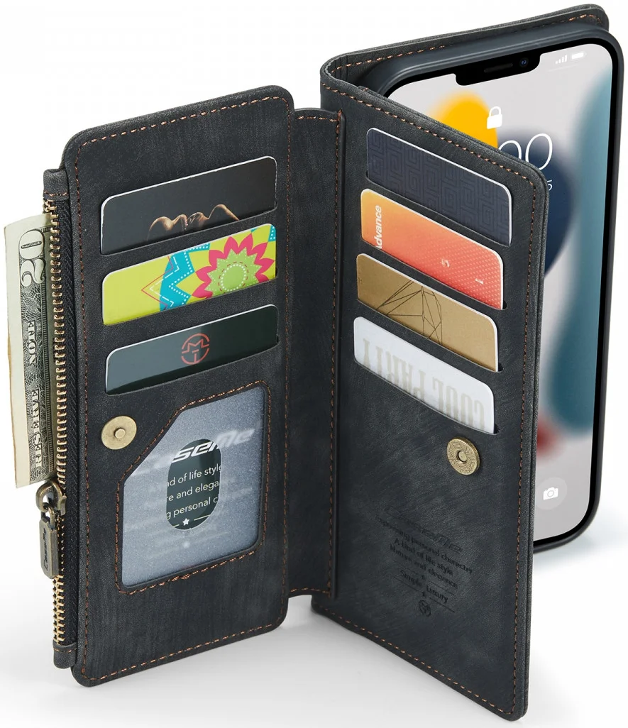 CaseMe C30 Apple iPhone 13 Pro Hoesje Pasjeshouder Book Case Zwart afbeelding 2