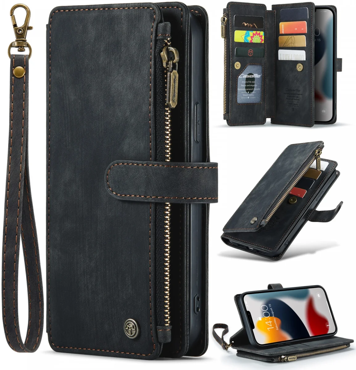 CaseMe C30 Apple iPhone 13 Pro Hoesje Pasjeshouder Book Case Zwart afbeelding 3