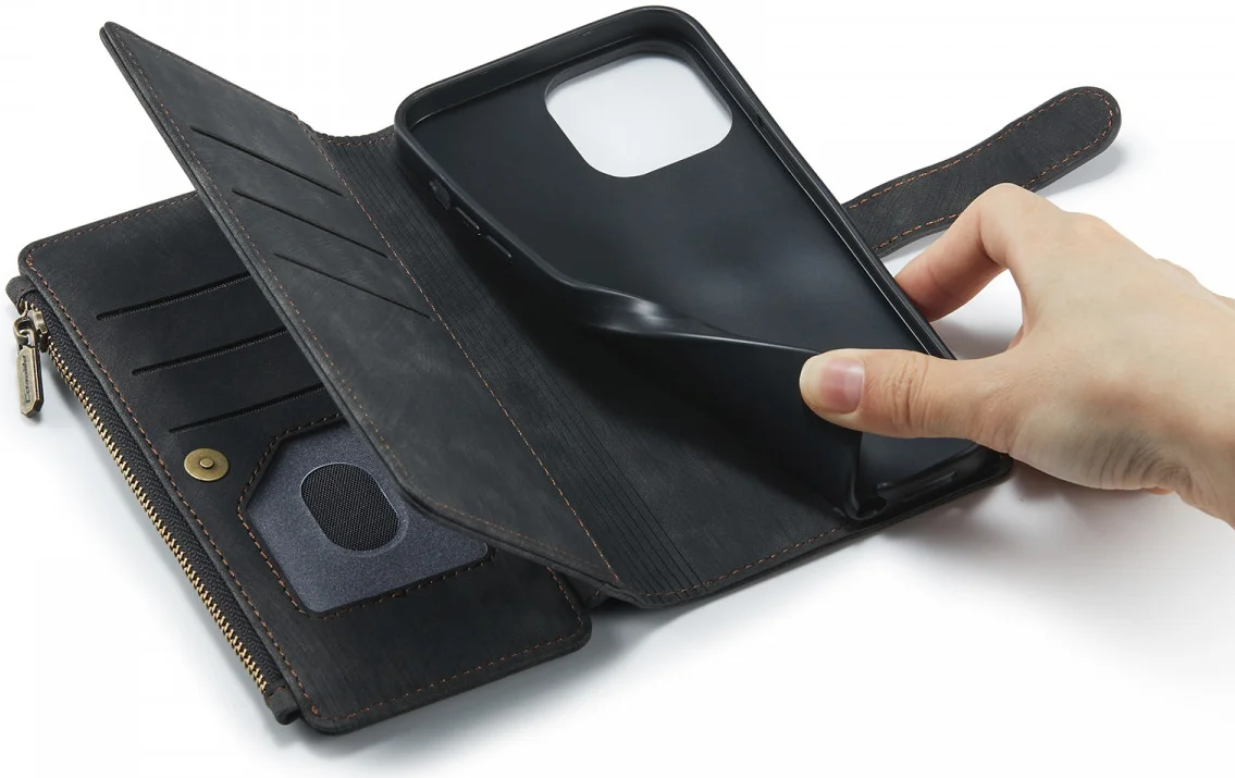 CaseMe C30 Apple iPhone 13 Pro Hoesje Pasjeshouder Book Case Zwart afbeelding 7