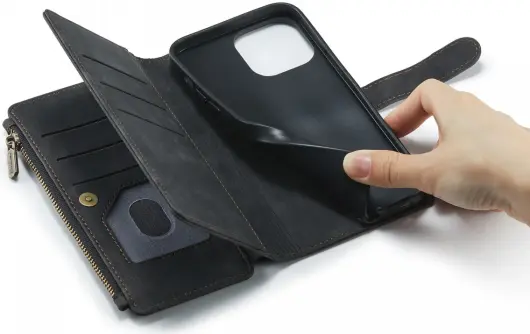 CaseMe C30 Apple iPhone 13 Pro Hoesje Pasjeshouder Book Case Zwart afbeelding 7