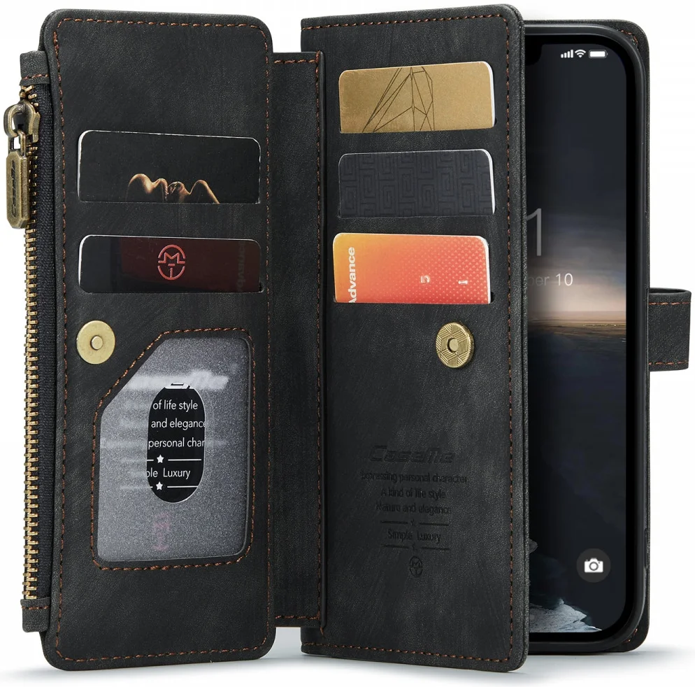 CaseMe C30 Apple iPhone 14 Plus Hoesje Pasjeshouder Book Case Zwart afbeelding 1