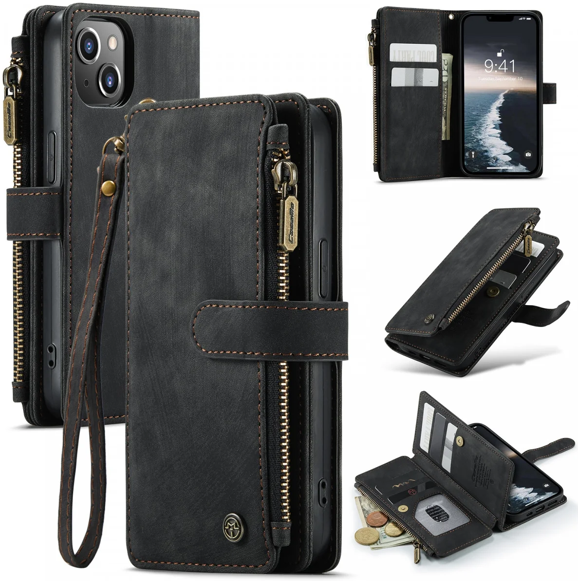 CaseMe C30 Apple iPhone 14 Plus Hoesje Pasjeshouder Book Case Zwart afbeelding 3