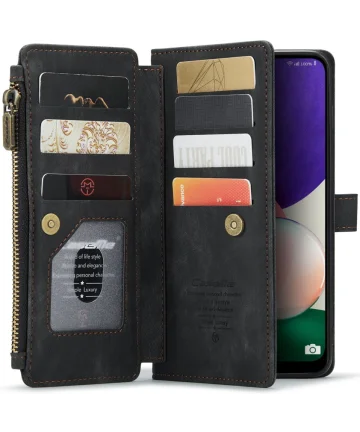 CaseMe C30 Samsung Galaxy A22 5G Hoesje Pasjeshouder Book Case Zwart Hoesjes