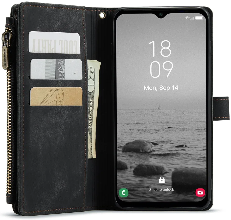 CaseMe C30 Samsung Galaxy A24 Hoesje Pasjeshouder Book Case Zwart afbeelding 2