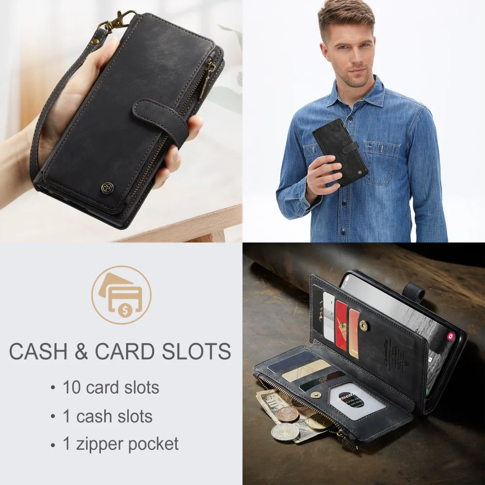 CaseMe C30 Samsung Galaxy A24 Hoesje Pasjeshouder Book Case Zwart afbeelding 3