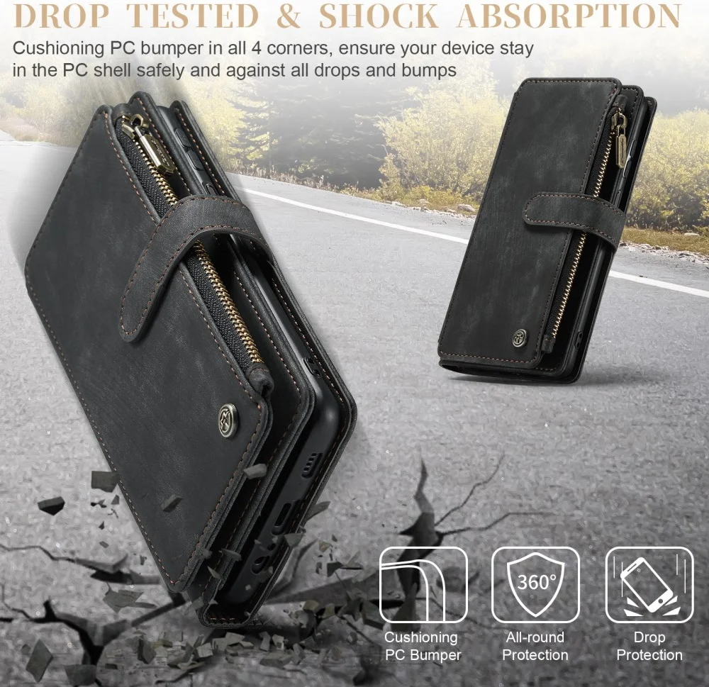 CaseMe C30 Samsung Galaxy A24 Hoesje Pasjeshouder Book Case Zwart afbeelding 4