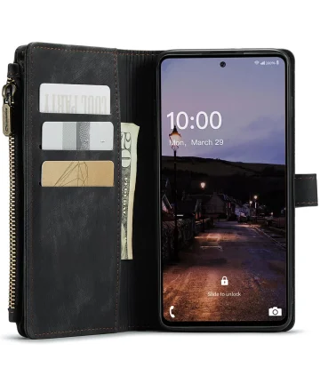 CaseMe C30 Samsung Galaxy A33 Hoesje Pasjeshouder Book Case Zwart Hoesjes