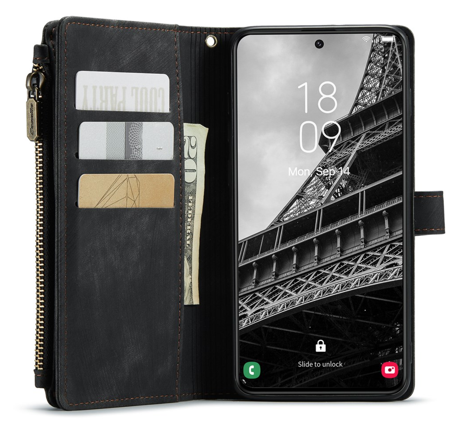 CaseMe C30 Samsung Galaxy S23 Hoesje Pasjeshouder Book Case Zwart afbeelding 10
