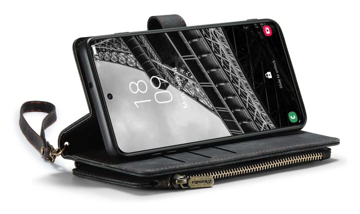 CaseMe C30 Samsung Galaxy S23 Hoesje Pasjeshouder Book Case Zwart afbeelding 11