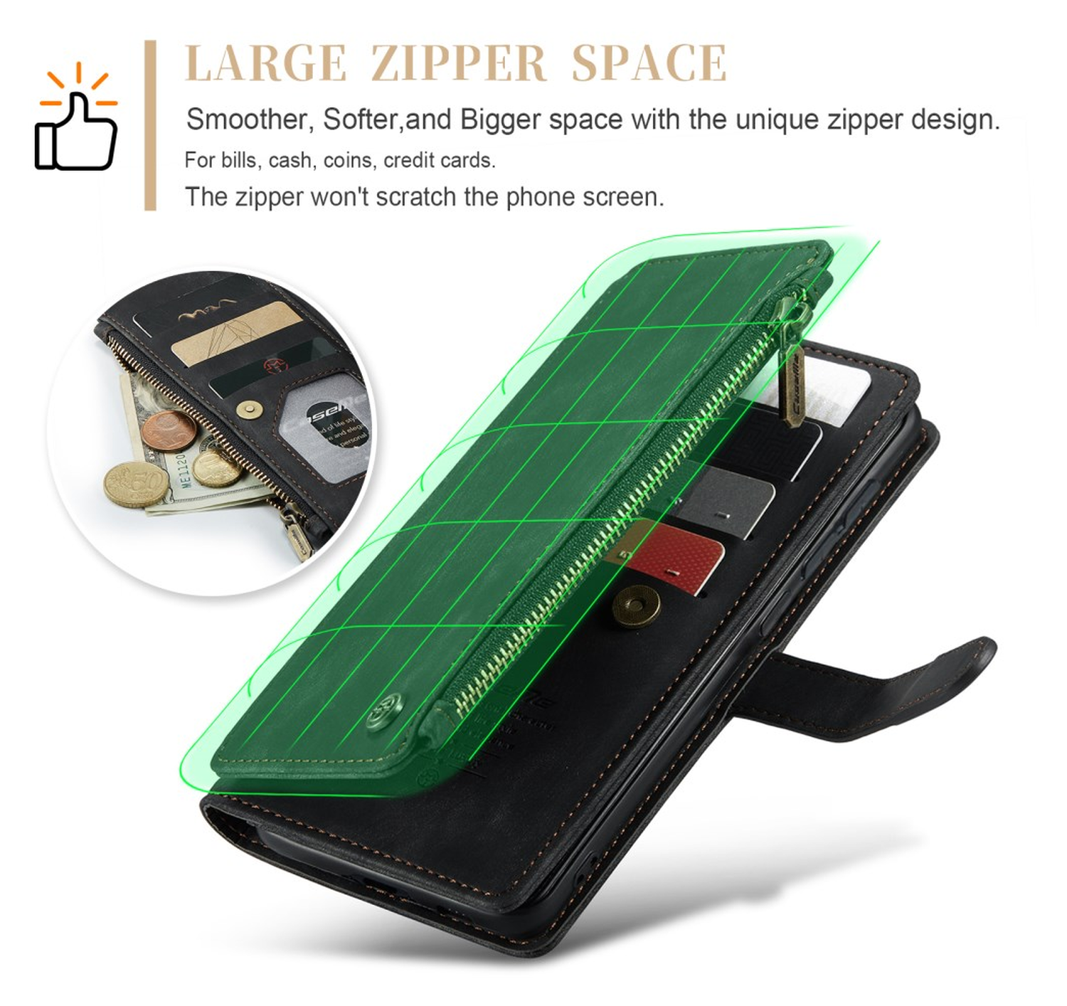 CaseMe C30 Samsung Galaxy S23 Hoesje Pasjeshouder Book Case Zwart afbeelding 15