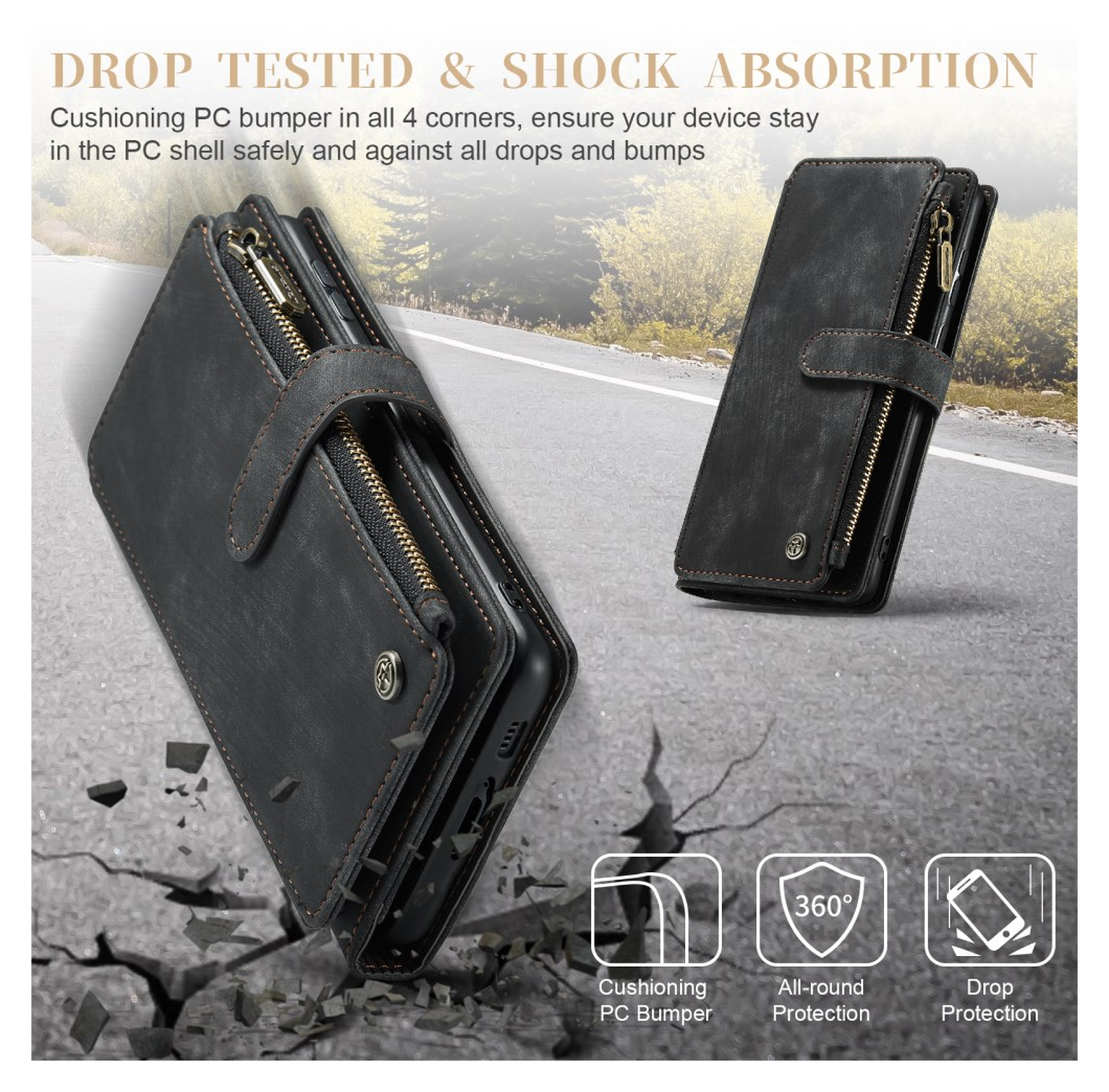 CaseMe C30 Samsung Galaxy S23 Hoesje Pasjeshouder Book Case Zwart afbeelding 16