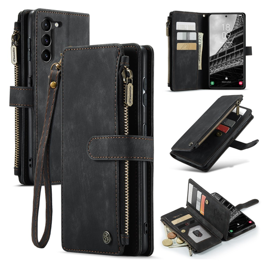 CaseMe C30 Samsung Galaxy S23 Hoesje Pasjeshouder Book Case Zwart afbeelding 2
