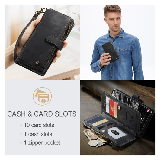 CaseMe C30 Samsung Galaxy S23 Hoesje Pasjeshouder Book Case Zwart afbeelding 6