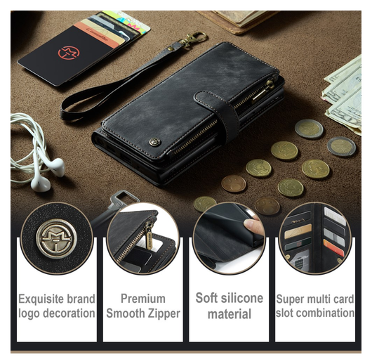 CaseMe C30 Samsung Galaxy S23 Hoesje Pasjeshouder Book Case Zwart afbeelding 12