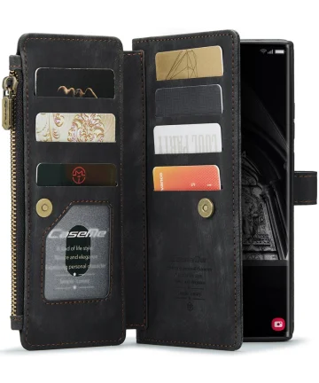 CaseMe C30 Samsung S23 Ultra Hoesje Pasjeshouder Book Case Zwart Hoesjes