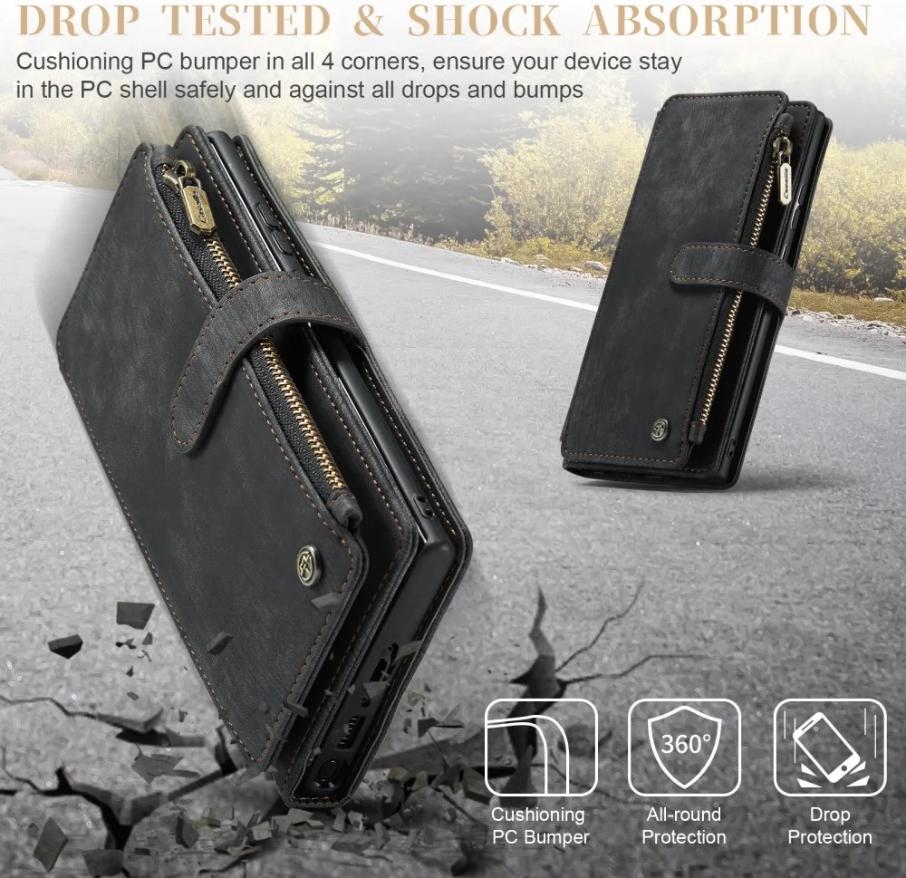 CaseMe C30 Samsung S23 Ultra Hoesje Pasjeshouder Book Case Zwart afbeelding 4