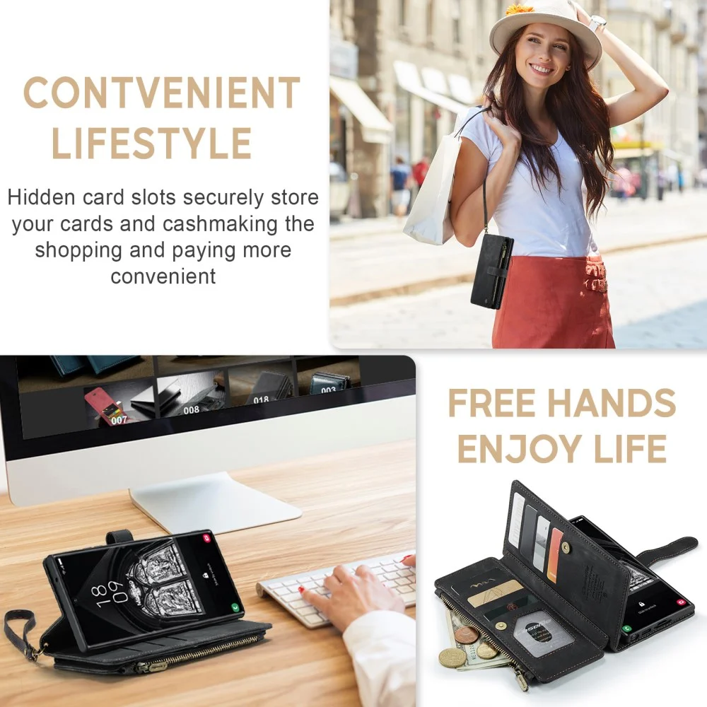 CaseMe C30 Samsung S23 Ultra Hoesje Pasjeshouder Book Case Zwart afbeelding 6