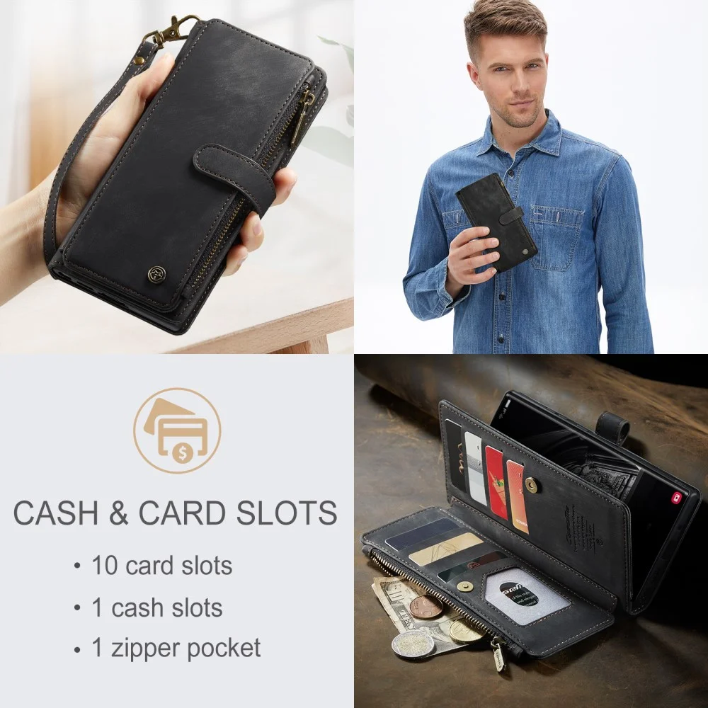 CaseMe C30 Samsung S23 Ultra Hoesje Pasjeshouder Book Case Zwart afbeelding 7